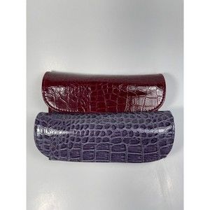 Eyeglass Sun Glass Case faux alligator material red & purple